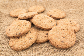 Cookies made of whole wheat with dark chocolate