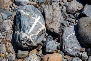 Close view on the muddy stones