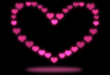Abstract pink heart bokeh background
