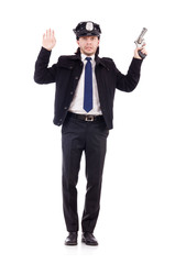 Police officer isolated on white