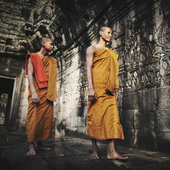 Obraz na płótnie Canvas Contemplating Monk in Cambodia Culture Concept