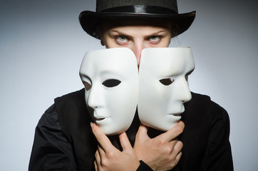 Woman with mask in funny concept