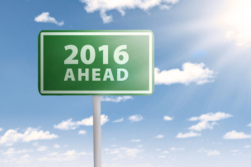 Signboard with new year of 2016 ahead