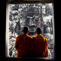 Contemplating Monk in Cambodia Culture Concept