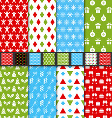 Fototapeta premium Set Seamless Textures for Winter Holidays