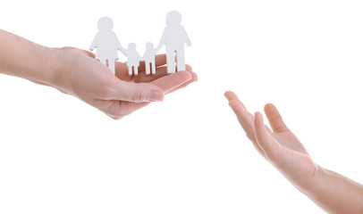 Concept of united family isolated on white background