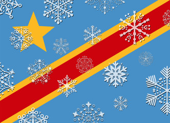congo flag with snowflakes