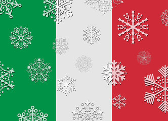 italy flag with snowflakes