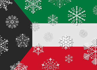 Naklejka na ściany i meble kuwait flag with snowflakes
