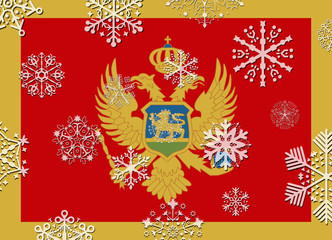montenegro flag with snowflakes
