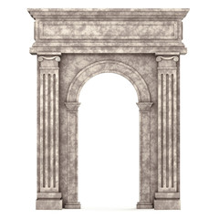 Beige Marble Composite Arch Isolated on White - obrazy, fototapety, plakaty
