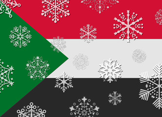 sudan flag with snowflakes