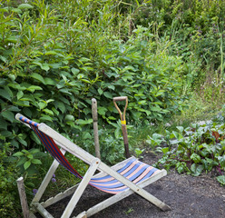 Chair in a home vegetable garden