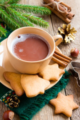 Hot chocolate with gingerbread cookies