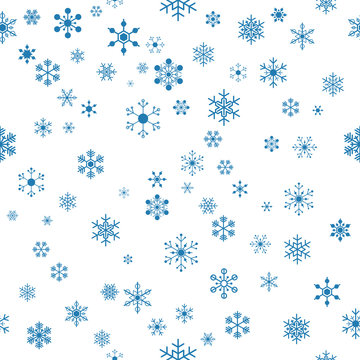 seamless blue snowflakes on white background for christmas, new year