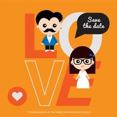 Cute happy groom and bride
