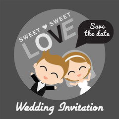 Cute happy groom and bride
