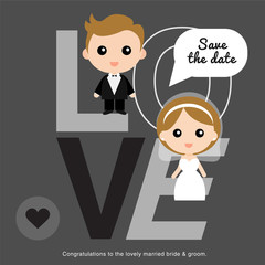 Cute happy groom and bride
