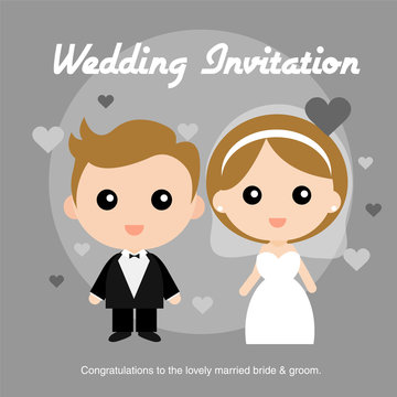 Cute happy groom and bride
