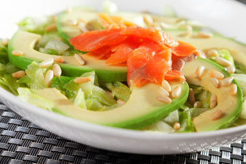 Salmon salad with avocado