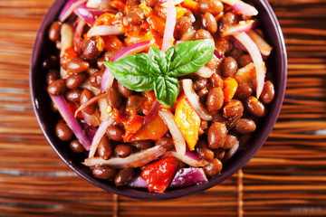 Bean salad with peppers and onion