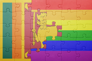 puzzle with the national flag of sri lanka and gay flag