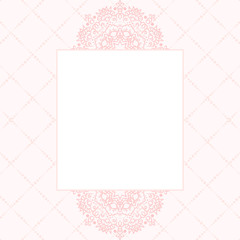 Baby pink mandala card template background.