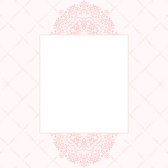 Baby pink mandala card template background.