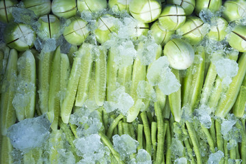 Fresh vegetables with ice