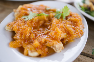 Thai Food : Ingredients of Fish fried with Chili Sweet Sauce