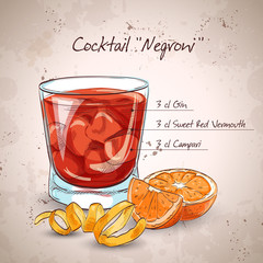 Negroni alcoholic cocktail - 95980069
