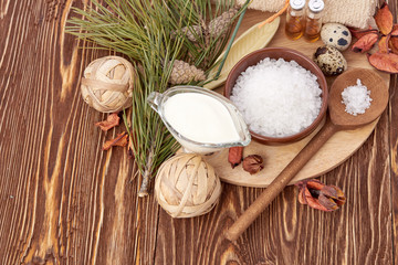 spa stuff on wooden background