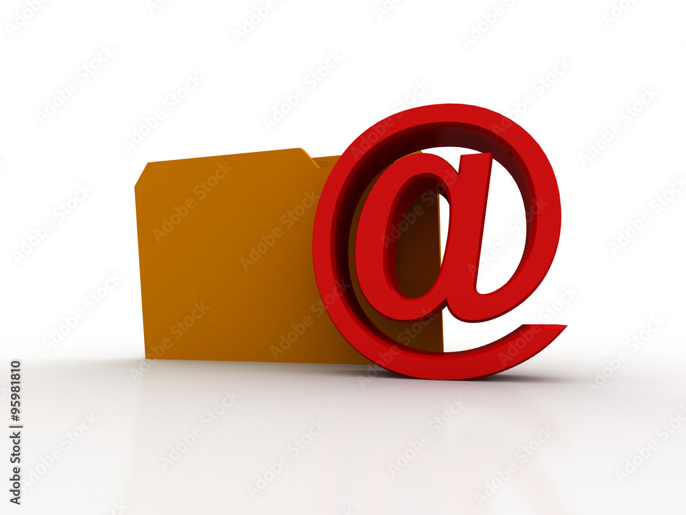 Poster 3d rendering folder icon email