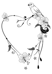 Valentine frame with bird