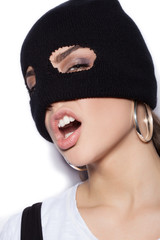 sexy girl in balaclava - crime and violence