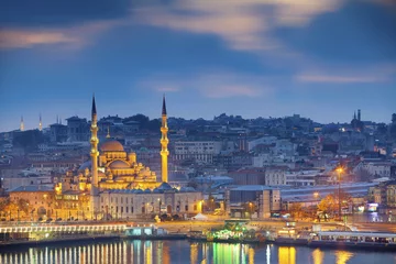 Wall murals Middle East Istanbul. Image of Istanbul with Yeni Cami Mosque during sunrise.