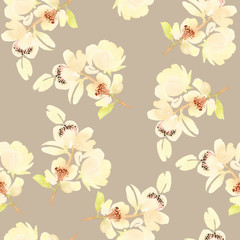 Seamless pattern with flowers watercolor. Gentle colors.