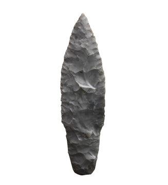 The Ancient Stone Knife On A White Background