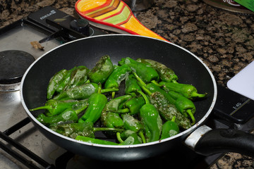 fried padron peppers, typical food of Spain