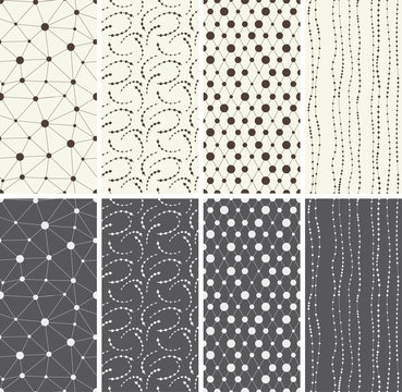Set of seamless patterns backgrounds. Vector illustration.