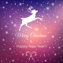 Christmas vector background with a silhouette of a deer