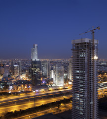 Fototapeta na wymiar Ramat Gan And Tel Aviv Cityscape Night View