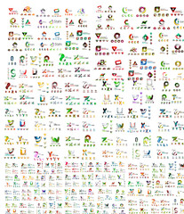 Mega set of geomeric company logos. Corporate business branding design elements