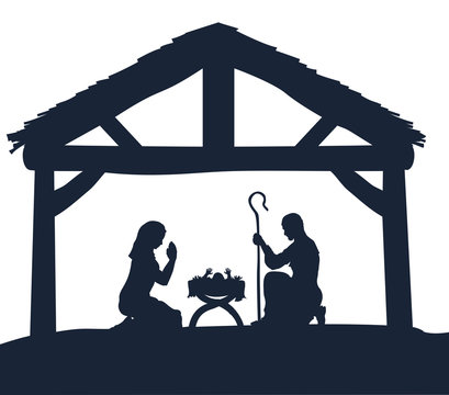 Nativity Christmas Scene Silhouettes