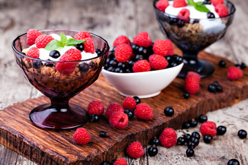 yogurt with muesli and berries