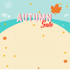 Autumn Sale flyer design with colorful leaves