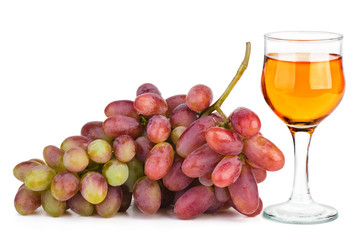 Pink husain grape and glass of white wine