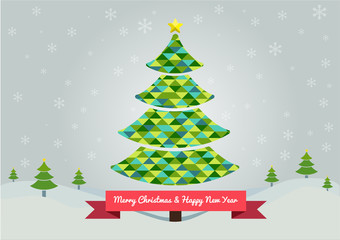 christmas tree in green colors abstract