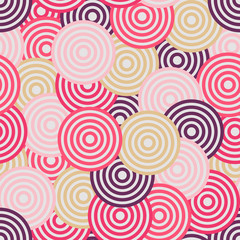 Different color circles seamless vector pattern design.