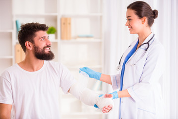 Injury man in doctor